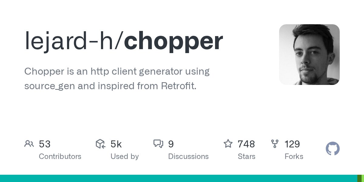 Chopper — Retrofit-style code generation for Dart Chopper generated HTTP client