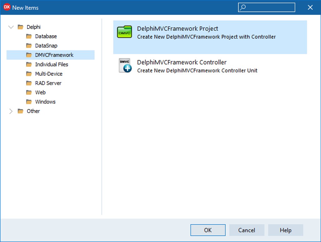Creating a DelphiMVCFramework project in the IDE