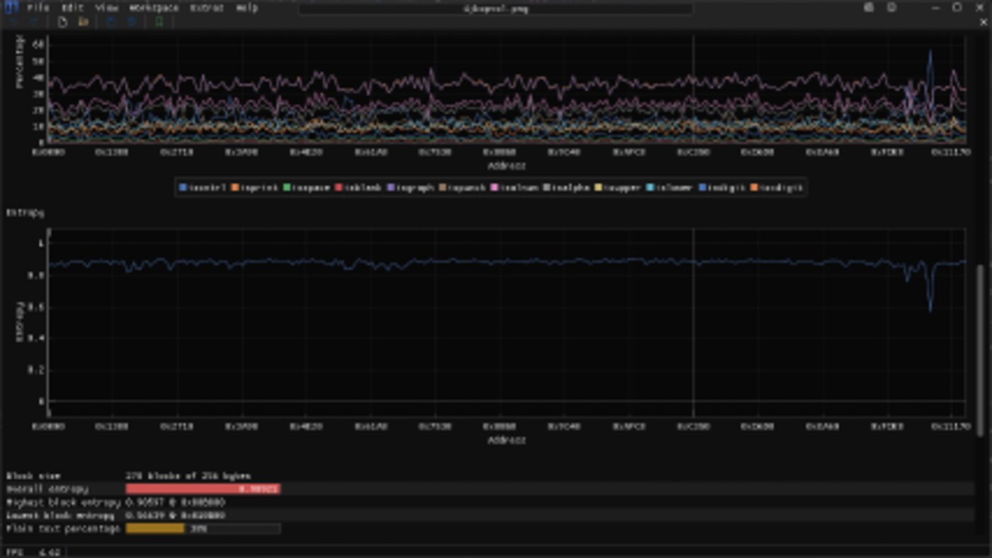 ImHex data analysis view with hex, decoded fields, and structure panes