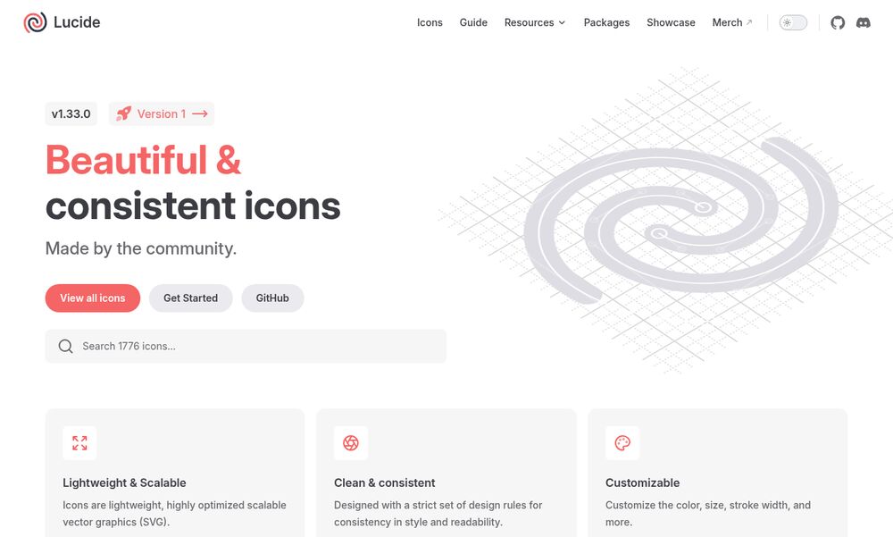 Lucide icon set showcase with the interactive style customizer Lucide icon showcase