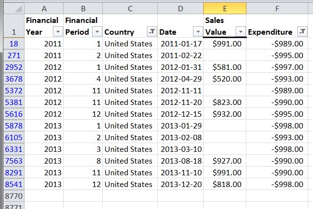 PhpSpreadsheet worksheet with autofilter PhpSpreadsheet reading a worksheet with the autofilter UI, screenshot from the official project documentation