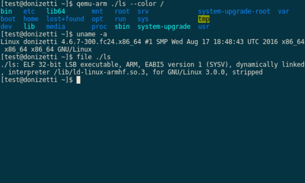 QEMU running an ARM system with a graphical console