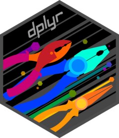 dplyr R package logo The dplyr logo, the verb-based data manipulation package