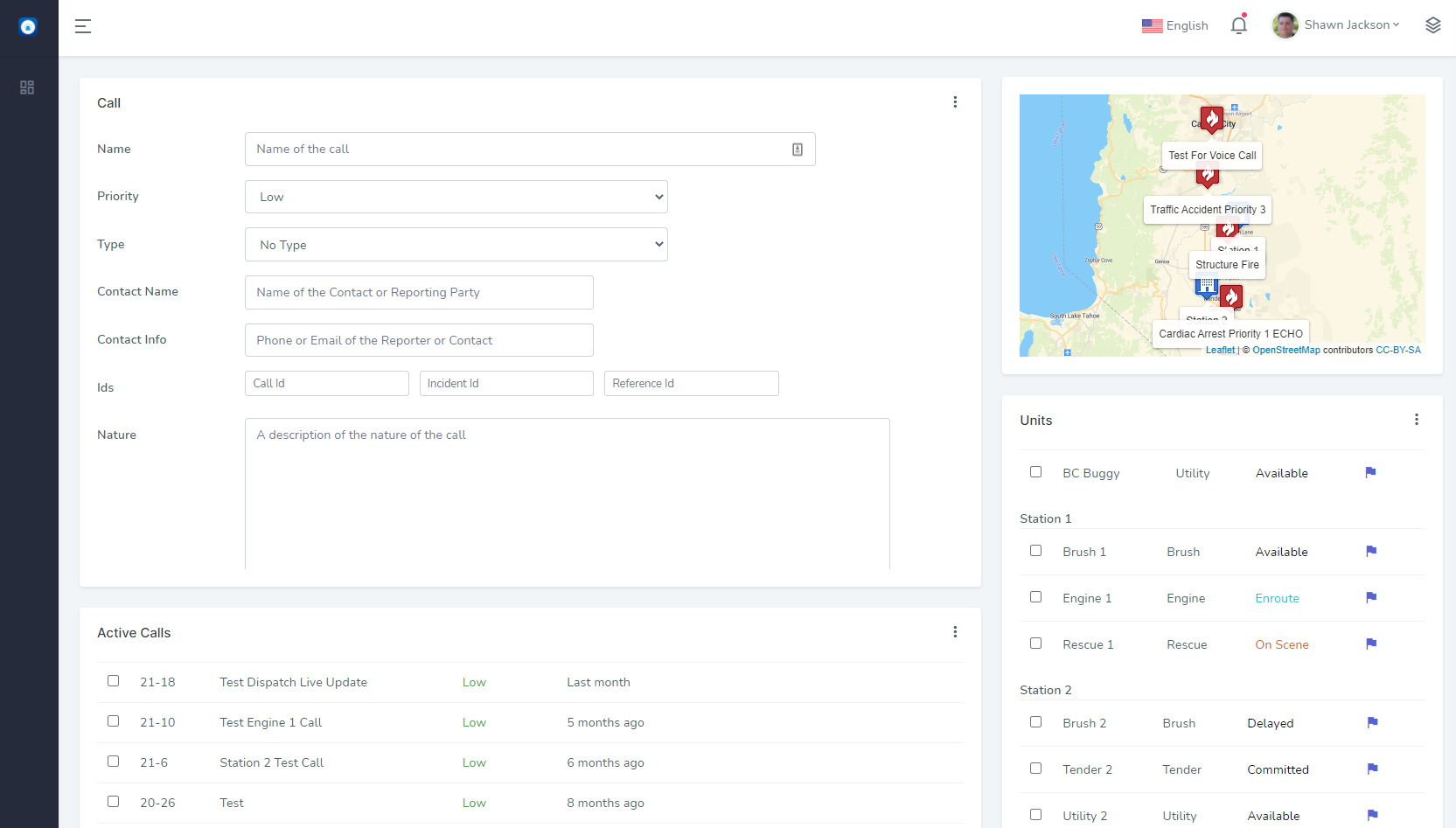 Resgrid computer-aided dispatch application interface
