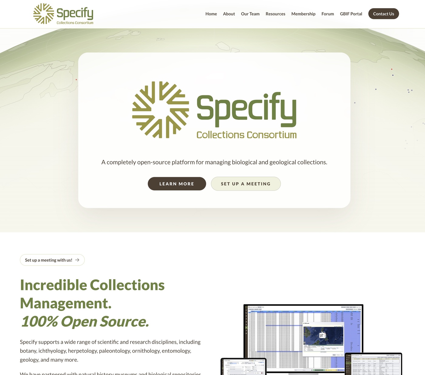 Specify 7 collection management interface showing specimen records and data entry